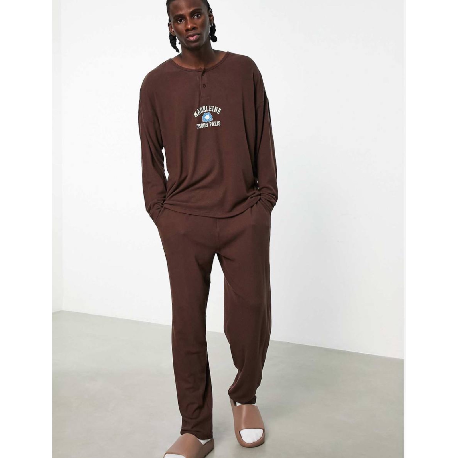 Костюм ASOS піжамний чоловічий коричневий 104934014
